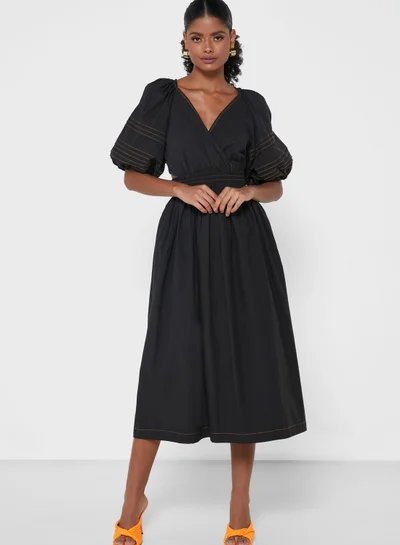 Cmeo collective Puff Sleeve Pleated Dress