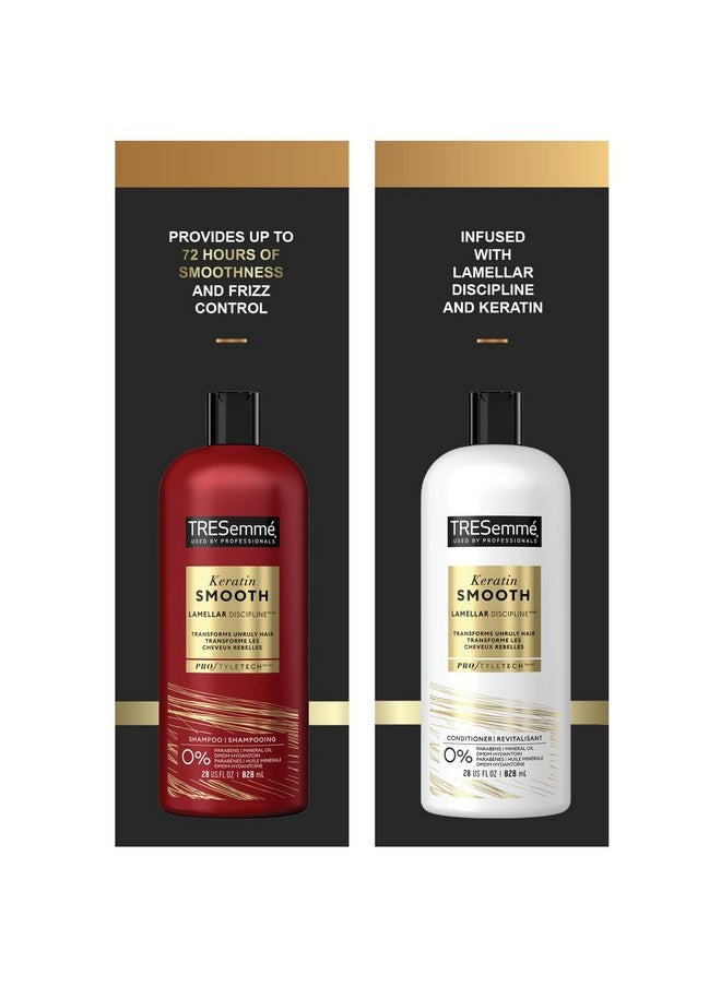 TRESemmé TRESemmé Shampoo and Conditioner, Keratin Smooth - Anti-Frizz Hair Products for Sleek Hair, 28 Oz Ea  - Image 4