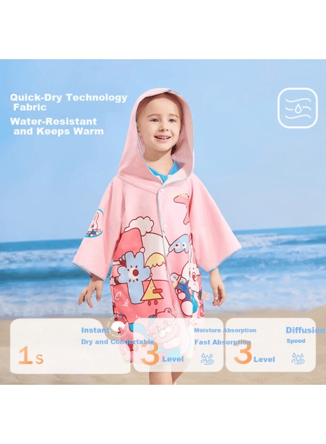 Lemonkid Lemon Baby Kids Hooded Bathrobe Uni Quick-dry Absorbent Towel Aquatic Blue Dinosaur 100cm - Image 2
