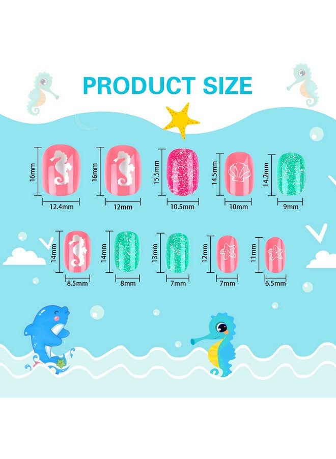 JANYUN 192Pcs Fake Press On Nails For Kids Pre Glue Full Cover Short False Nail Tips Stick On Nails For Kids Children Lovely Gift Girls Nail Art Decoration - Image 2