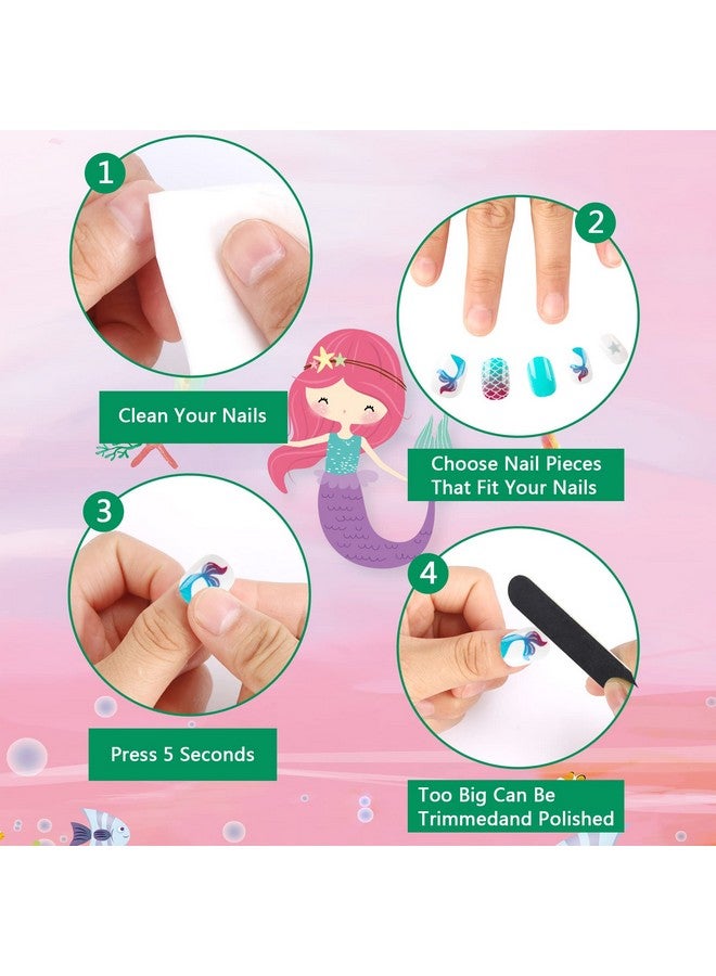 JANYUN 192Pcs Fake Press On Nails For Kids Pre Glue Full Cover Short False Nail Tips Stick On Nails For Kids Children Lovely Gift Girls Nail Art Decoration - Image 4