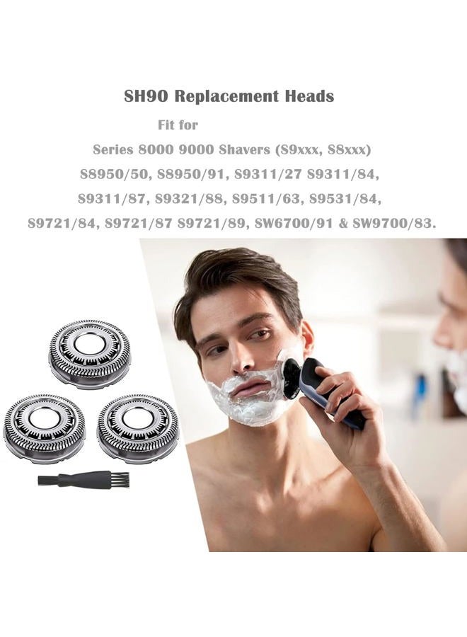 Suleto SH90/72 Replacement Heads Fit for Norelco Shavers, Compatible with Philips Norelco Electric Shavers Series 9000 Series 8000, SH90 Replacement Blades OEM for Razor Men Shavers, New Upgraded- 3 Pack - Image 2