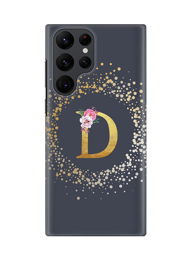 Stylizedd Monogram Slim Cover for Samsung Galaxy S22 Ultra 5G Case Custom Initials Letter Floral Pattern Snap Series Mobile Cover Matte Alphabet  - D (Grey) - Image 1