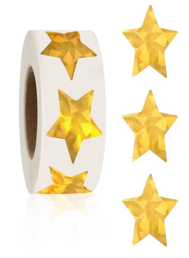Linsuminn Star Stickers, 500 PCS Holographic Gold Star Stickers, 1 Inch Self Adhesive Metallic Glitter Foil Sticker Sparkly Stars Sticker for Kids Reward, Behavior Chart, School Student Teacher Office Supplies - Image 1