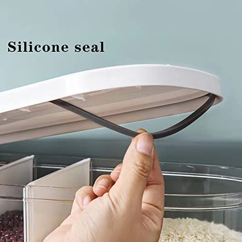 Xilei Dry Food Dispenser,Wall mounted 5 Grid Cereal Dispenser,Rice dispenser 25 pounds Kitchen Storage with Measuring Cup - Image 2