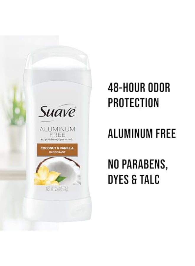Suave AluminumFree Deodorant for Women 2Pack Coconut Vanilla 26 Oz Ea - Image 3