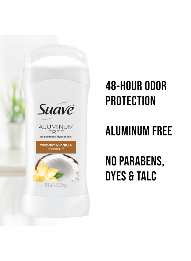 Suave AluminumFree Deodorant for Women 2Pack Coconut Vanilla 26 Oz Ea - Image 4
