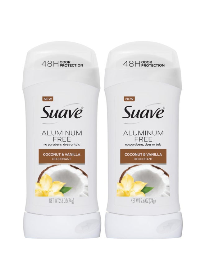 Suave AluminumFree Deodorant for Women 2Pack Coconut Vanilla 26 Oz Ea - Image 2