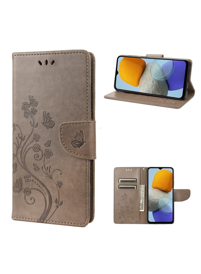 اس-توب جراب لهاتف Samsung Galaxy M23 5G بنمط زهرة الفراشة من الجلد القابل للطي - Image 1