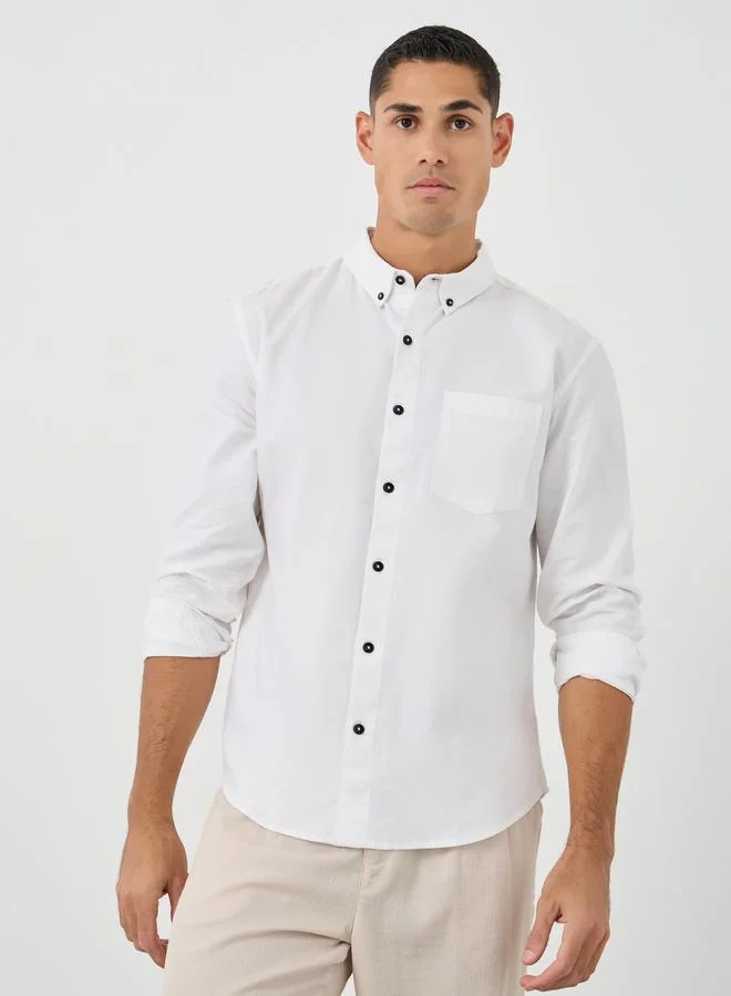 ستايلي Styli Button Down Collar Regular Fit Oxford Shirt
