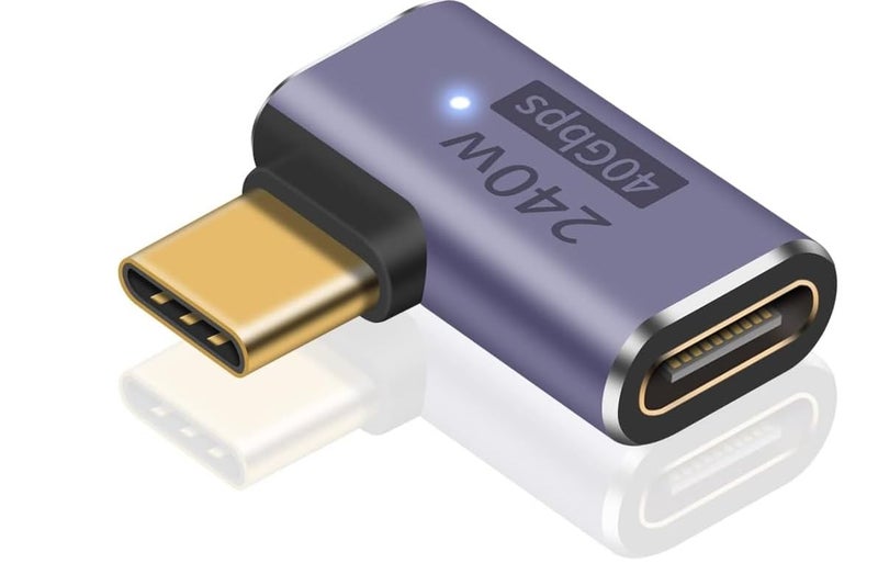 Microware محول USB C بزاوية صحيحة PD 240W لـ Thunderbolt 4/3، محول USB C ذكر إلى أنثى بزاوية 90 درجة مع موصل على شكل L USB 4.0 مع فيديو 8K@60Hz لجهاز iPad، Mac-Book (MMPL-111-240W) - Image 1