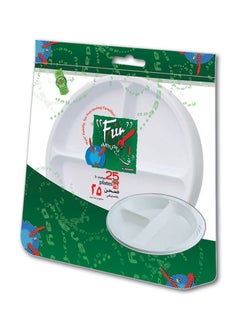 Fun 3-Comp Plastic Plate 25 Pcs 