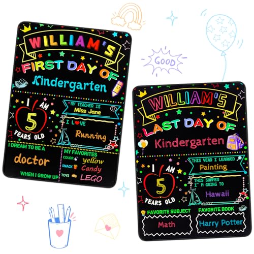 multiwins First and Last Day of School Board Sign with 6 Colorful Liquid Chalk Markers Pack - 14”x11” Double-Sided - Back to School Supplies for Kindergarten Preschool ﻿ - Image 3
