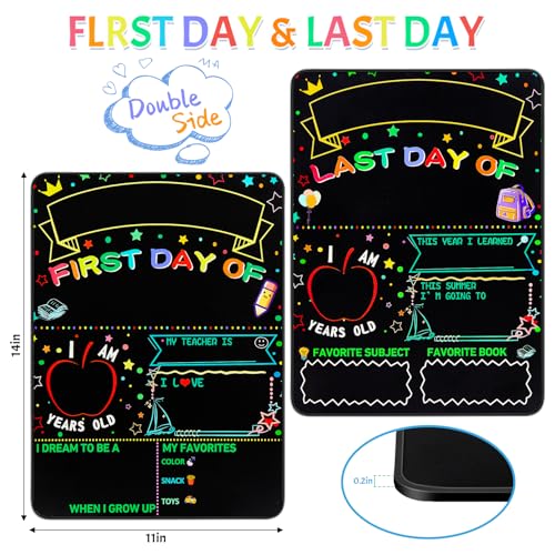 multiwins First and Last Day of School Board Sign with 6 Colorful Liquid Chalk Markers Pack - 14”x11” Double-Sided - Back to School Supplies for Kindergarten Preschool ﻿ - Image 2