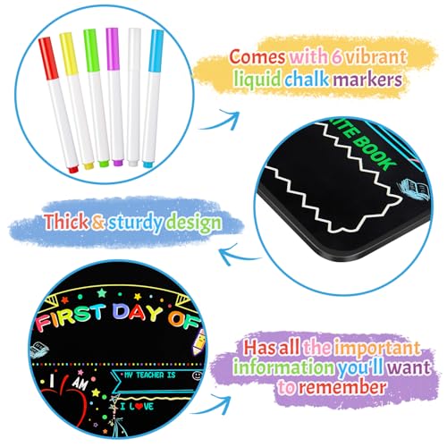 multiwins First and Last Day of School Board Sign with 6 Colorful Liquid Chalk Markers Pack - 14”x11” Double-Sided - Back to School Supplies for Kindergarten Preschool ﻿ - Image 4