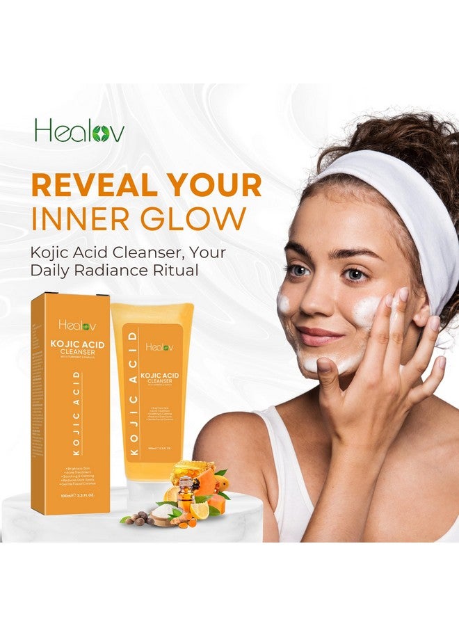 Healov Kojic Acid Soap For Hyperpigmentation - Skin Brightening Kojic Papaya Face And Body Wash - Dark Spot Soap Reduces Acne, Scars, And Evens Skin Tone - Turmeric Facial Cleanser For Brighter Glowing Skin - Image 3