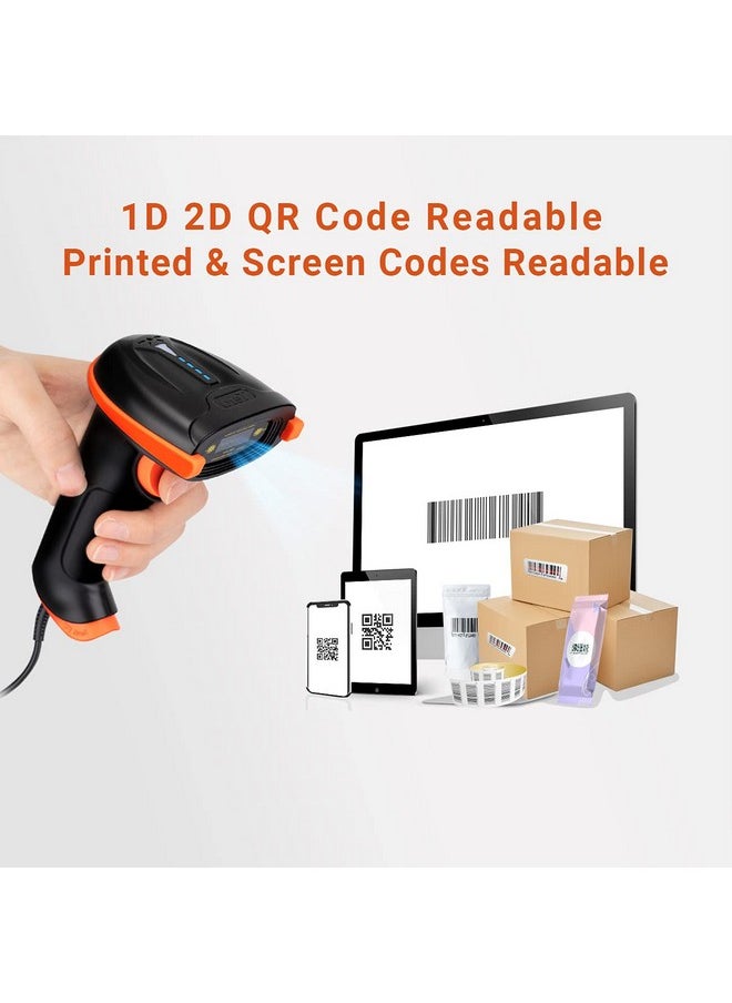 Tera - Upgraded Usb 1D 2D Qr Barcode Scanner Wired, Officially Certified Dustproof Shockproof Waterproof Ip65 Ergonomic Handle Fast And Precise Scan For Windows Linux Plug And Play Model D5100Y - Image 1