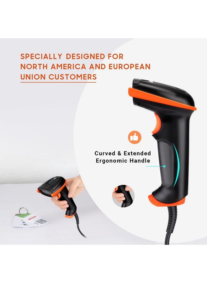 Tera - Upgraded Usb 1D 2D Qr Barcode Scanner Wired, Officially Certified Dustproof Shockproof Waterproof Ip65 Ergonomic Handle Fast And Precise Scan For Windows Linux Plug And Play Model D5100Y - Image 1