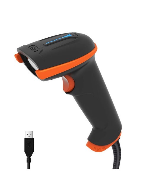 Upgraded Usb 1D 2D Qr Barcode Scanner Wired, Officially Certified Dustproof Shockproof Waterproof Ip65 Ergonomic Handle Fast And Precise Scan For Windows Linux Plug And Play Model D5100Y
