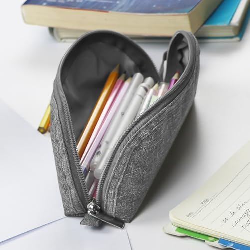 Gloppie Pencil Pouch - Practical Pencil Case, Aesthetic Simple Pencil Bag, Small Pen Holder, Back to School Supplies for Girls Boys, Grey - Image 5