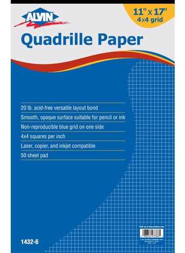 ALVIN Quadrille Paper Pad 50 Sheets of 11 x 17 Model 14326 Drafting and Graph Paper Suitable for Pencil and Ink Printer Compatible 4 x 4 Grid  50 Sheet Pad 11 x 17 - pzsku/Z13846B4B2E335C8D1F42Z/45/1747233670/0d44394d-a06f-48f8-9534-73090ecb4afb