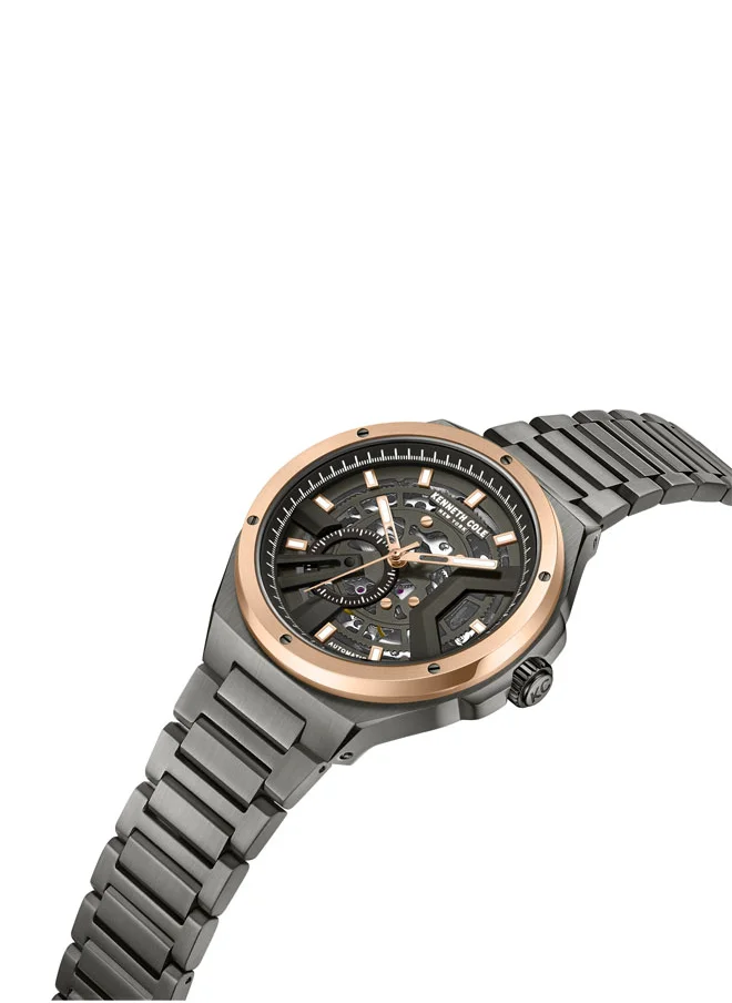 Kenneth Cole New York Kenneth Cole New York 43.5mm Automatic Men's Watch with Gunmetal Dial & Gunmetal Stainless Steel Bracelet