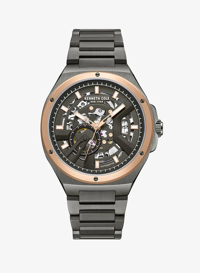 Kenneth Cole New York Kenneth Cole New York 43.5mm Automatic Men's Watch with Gunmetal Dial & Gunmetal Stainless Steel Bracelet
