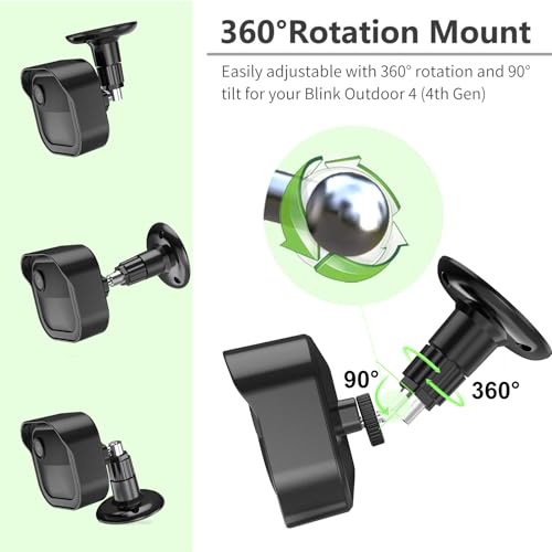 Pefecon All-New Blink Outdoor Camera Housing and Mounting Bracket for Blink 4th Gen & 3rd Gen, 3 Pack Protective Cover and 360° Adjustable Mount with Sync Module 2 Outlet Mount (Black) - Image 5