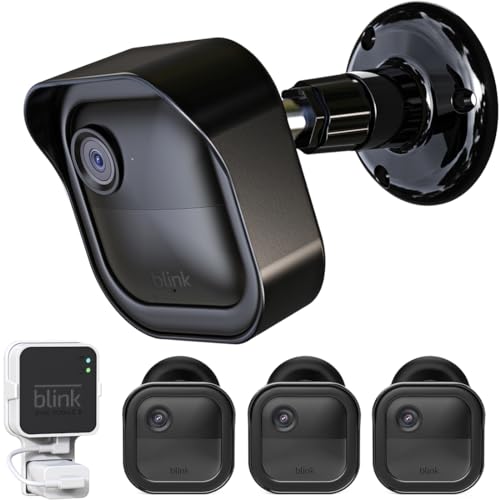 Pefecon All-New Blink Outdoor Camera Housing and Mounting Bracket for Blink 4th Gen & 3rd Gen, 3 Pack Protective Cover and 360° Adjustable Mount with Sync Module 2 Outlet Mount (Black) - Image 1
