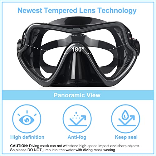 EXP VISION Adult Diving Mask Scuba Snorkel Mask with Tempered Glass Lens Professional Freediving Mask for Men Women Liquid Silicone Seal AntiFog Wide View Dive Mask for Underwater Swimming Ocean Exploration - Image 3