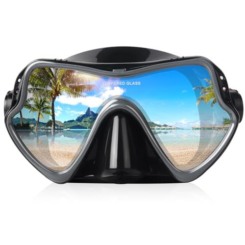 EXP VISION Adult Diving Mask Scuba Snorkel Mask with Tempered Glass Lens Professional Freediving Mask for Men Women Liquid Silicone Seal AntiFog Wide View Dive Mask for Underwater Swimming Ocean Exploration - Image 1