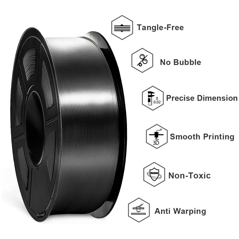 SUNLU Silk Pla Plus Filament 4kg Bundle, Shiny Silk Surface Pla+ 3D Printer Filament 1.75mm Â±0.02mm, Glossy 3D Printing Filament, 1kg Spool, 4 Packs. (Light Gold+Silver+Black+White) - Image 3