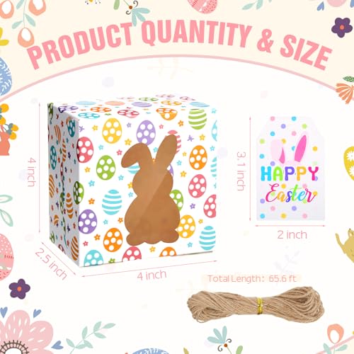 Chivertion 48 Sets Easter Cookie Boxes with Bunny Window 4x4x25 Inches Easter Treat Boxes Colorful Bunny Eggs Spring Basket Gift Packaging for Bakery Cupcakes Candy Donut Cookies Dessert - Image 3
