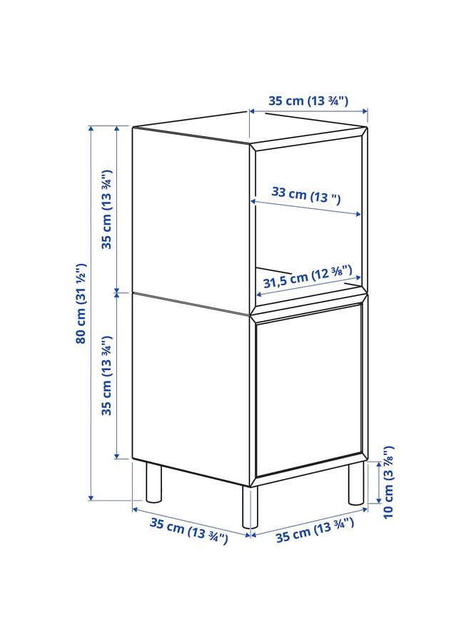 Zaboon Cabinet Combination With Legs, White/Wood, 35X35X80 Cm - Image 5