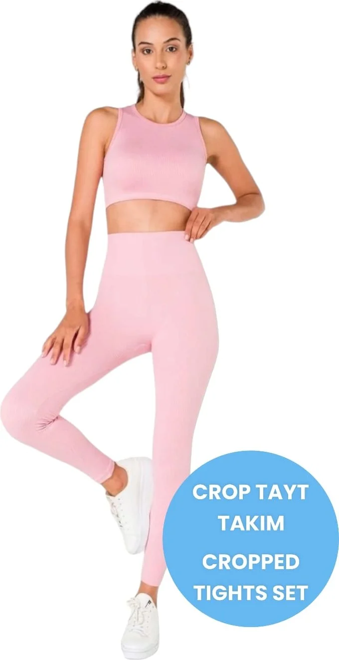 Tezzgelsin Women's Sports Fitness Yoga Pilates High Waist Leggings-Crop Fitted Set