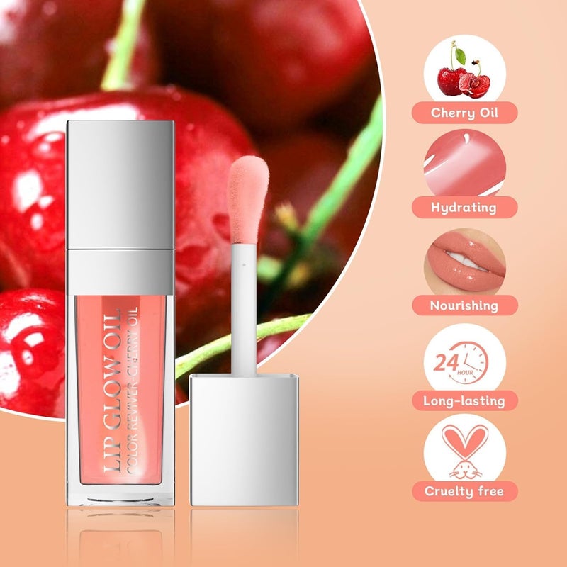 Plumping Lip Oil, Shimmery Glosses with Soft Brush for Women, for Teens, Long Lasting Moisturizing Lip Glow Oil Nourishing Non-sticky (3 Pcs Set-D, Medium) - Image 3
