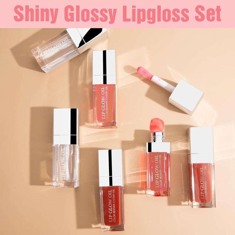 Plumping Lip Oil, Shimmery Glosses with Soft Brush for Women, for Teens, Long Lasting Moisturizing Lip Glow Oil Nourishing Non-sticky (3 Pcs Set-D, Medium) - Image 5