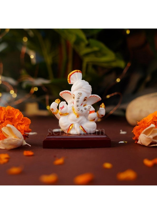 Servdharm Pagri Ganesh Ji Murti Decorative Showpiece for Home Decor| Ganesh Idol for Car Dashboard Home Temple Office Desk Pooja Room God Idols for Puja & Festival Gifting (Pagri Ganesh With Padestal) - Image 1