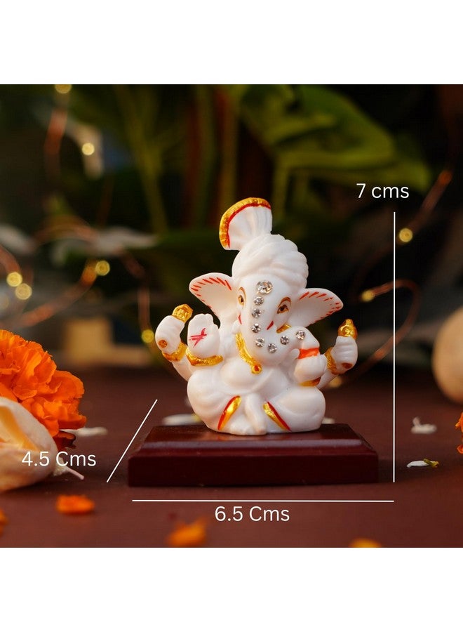 Servdharm Pagri Ganesh Ji Murti Decorative Showpiece for Home Decor| Ganesh Idol for Car Dashboard Home Temple Office Desk Pooja Room God Idols for Puja & Festival Gifting (Pagri Ganesh With Padestal) - Image 4