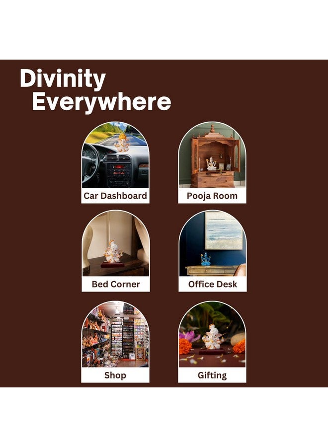 Servdharm Pagri Ganesh Ji Murti Decorative Showpiece for Home Decor| Ganesh Idol for Car Dashboard Home Temple Office Desk Pooja Room God Idols for Puja & Festival Gifting (Pagri Ganesh With Padestal) - Image 5