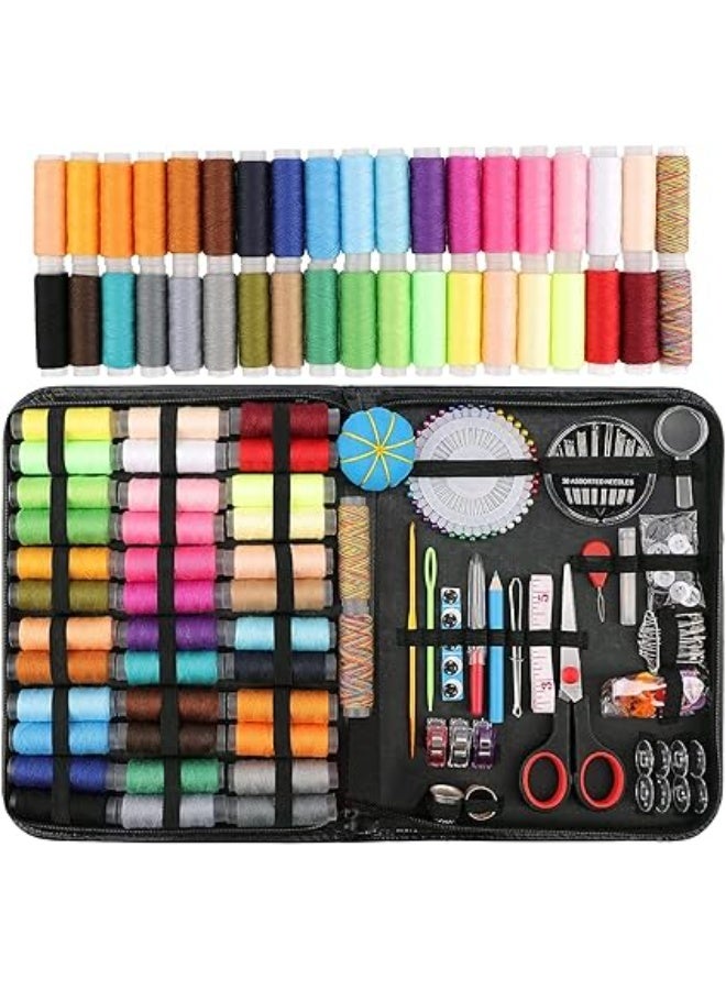 “Sewing supplies set includes Oxford fabric for beginners, children, and adults. Contains threads, needles, and accessories, with an organized storage box. Also includes a travel emergency kit. Perfect for home projects and comes in assorted colors.” - Image 1