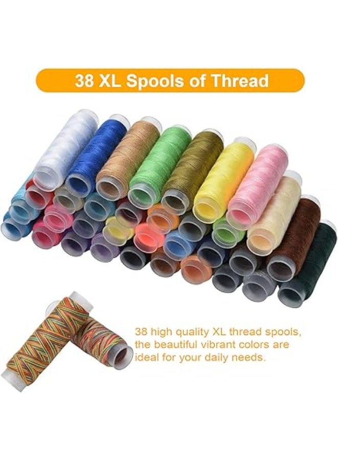 “Sewing supplies set includes Oxford fabric for beginners, children, and adults. Contains threads, needles, and accessories, with an organized storage box. Also includes a travel emergency kit. Perfect for home projects and comes in assorted colors.” - Image 4