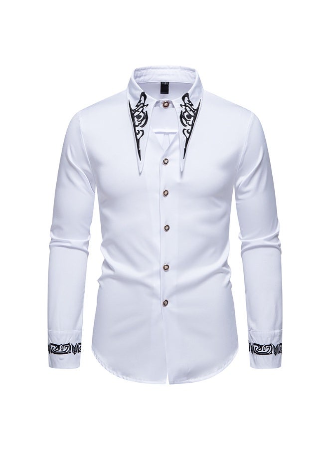KUYING New Men's Casual And Fashionable Embroidered Shirt 