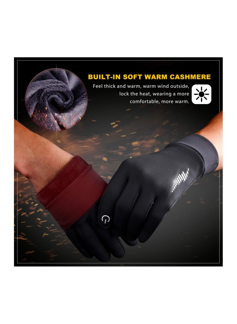 SYOSI قفازات شتوية للنساء والرجال قفازات تزلج بطانة حرارية دافئة مع شاشة تعمل باللمس، مثالية للدراجات، الجري، القيادة، التنزه، المشي، الرسائل النصية، العمل في المجمد، البستنة والأنشطة اليومية (أسود) - Image 5