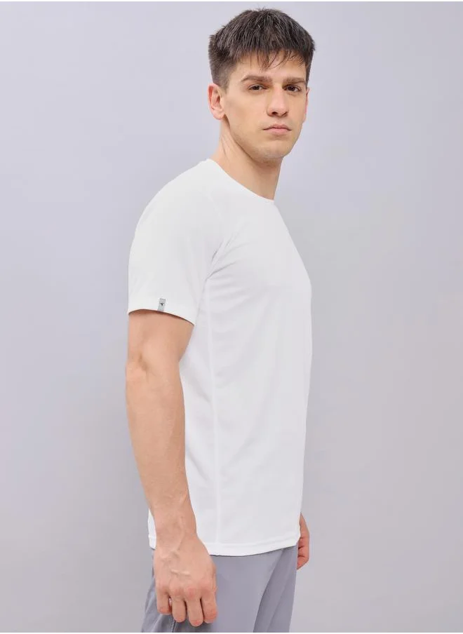 Technosport Technosport Plus Size Solid Round Neck Slim Fit T-Shirt with TECHNOCOOL+