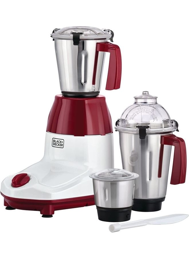 BLACK+DECKER 3-in-1 Multifunctional Mixer Grinder with 3 Jars Set: Blender, Wet & Dry Grinder and a Chutney Jar Years Warranty 750 W MG750-B5 white and red - Image 2
