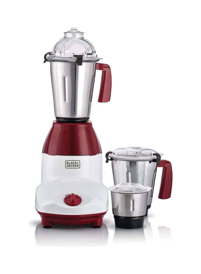 BLACK+DECKER 3-in-1 Multifunctional Mixer Grinder with 3 Jars Set: Blender, Wet & Dry Grinder and a Chutney Jar Years Warranty 750 W MG750-B5 white and red - Image 3