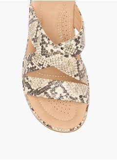 Flora Bella By Shoexpress Women Textured Cross Strap Slip-On Sandals  - Image 4