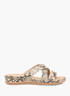 Flora Bella By Shoexpress Women Textured Cross Strap Slip-On Sandals  - Image 3