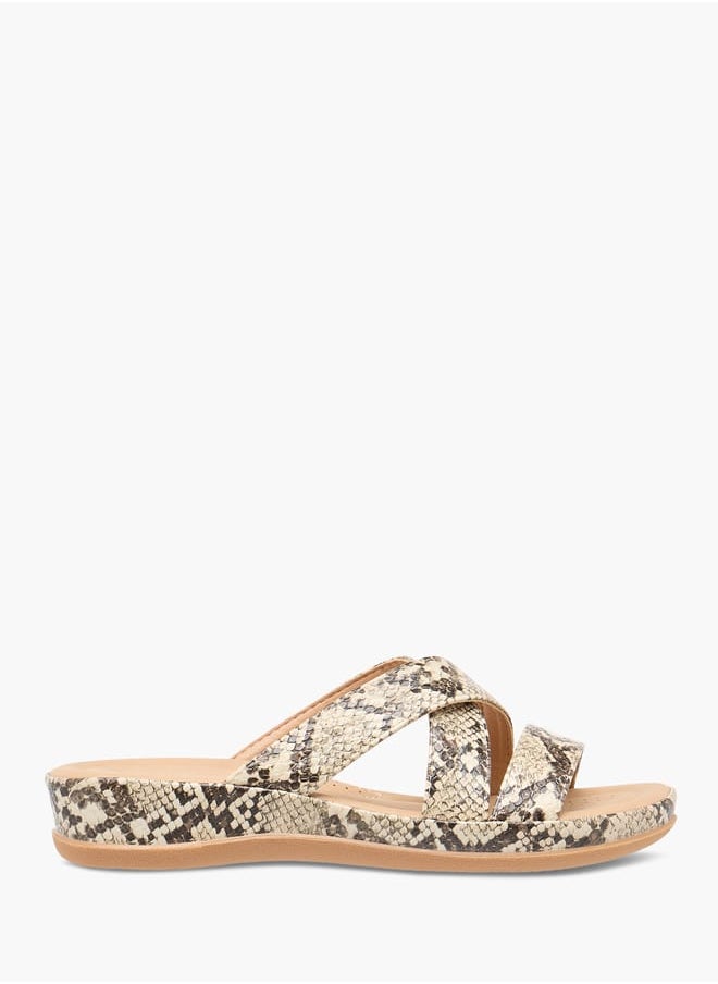 Flora Bella By Shoexpress Women Textured Cross Strap Slip-On Sandals  - Image 3